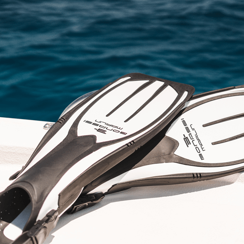 white diving fins